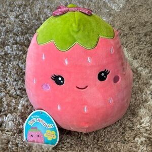 Squishmallows Pink and Green Strawberry Plush